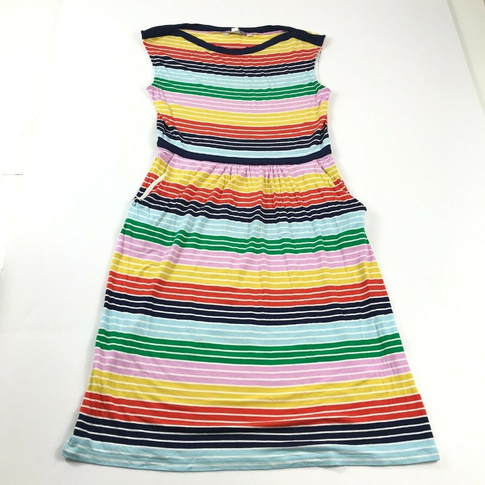 Boden Womens Shift Dress Colorful Striped Stretch Pullover Boat Neck 6P Petites